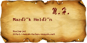Mazák Helén névjegykártya
